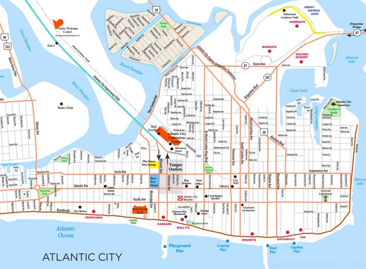 Atlantic City tourist map Ontheworldmap com