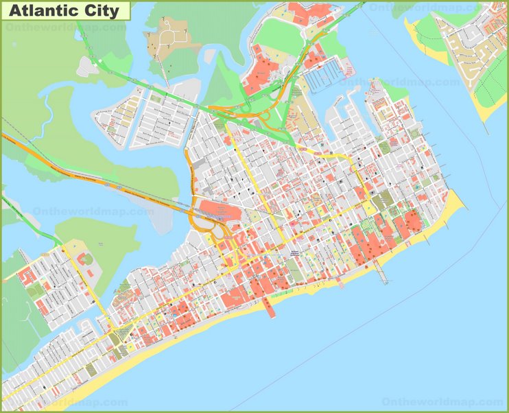 Large Detailed Map Of Atlantic City Max 