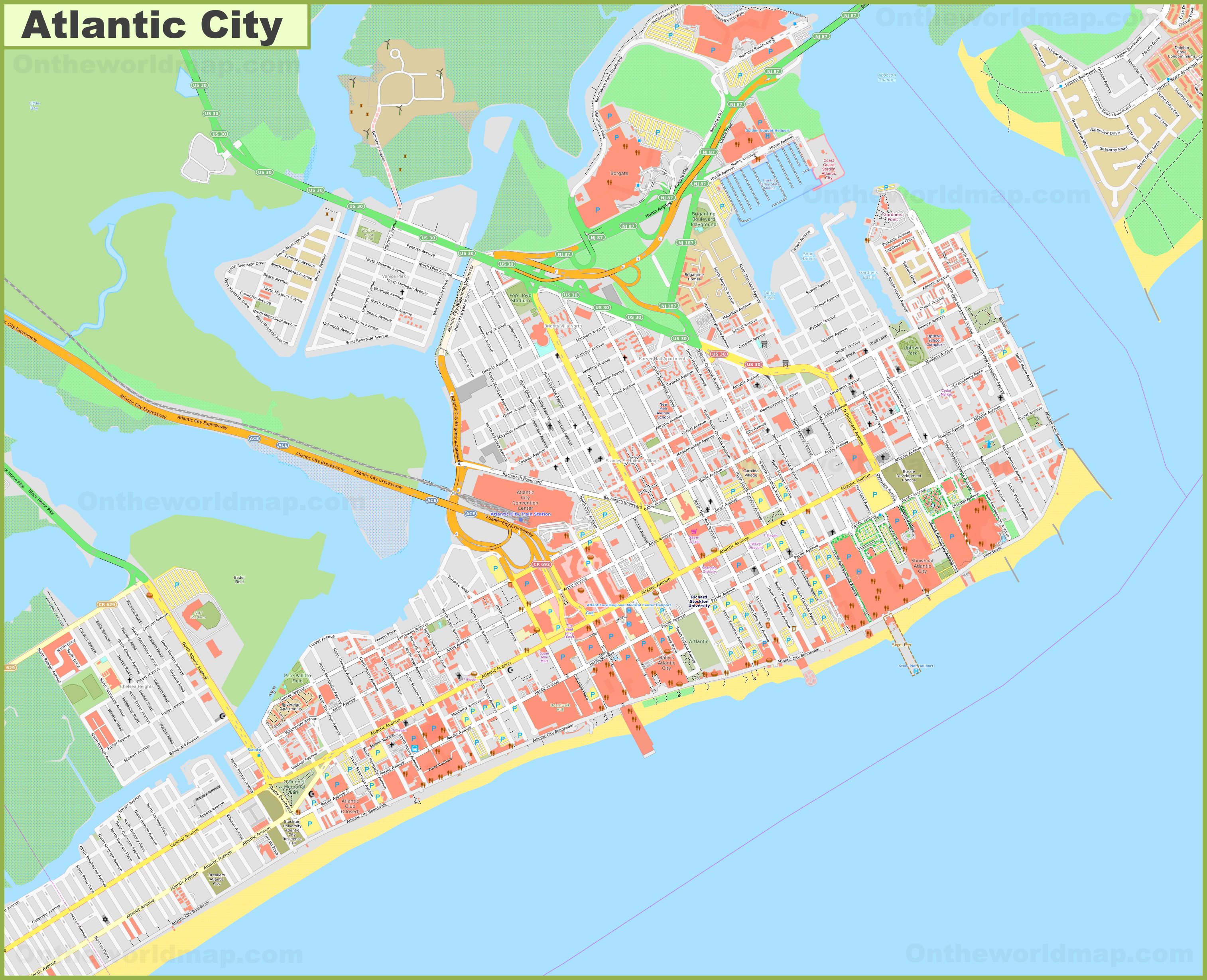 Large Detailed Map Of Atlantic City 
