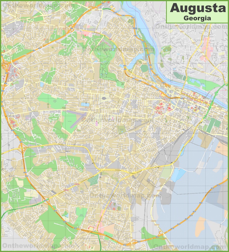 Large Detailed Map Of Augusta Ga Max 