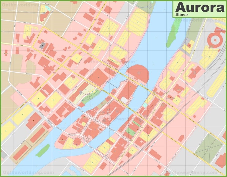 Aurora (Illinois) downtown map