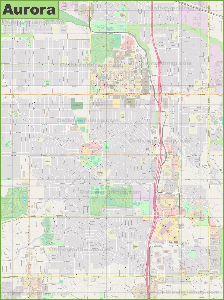 Large detailed map of Aurora