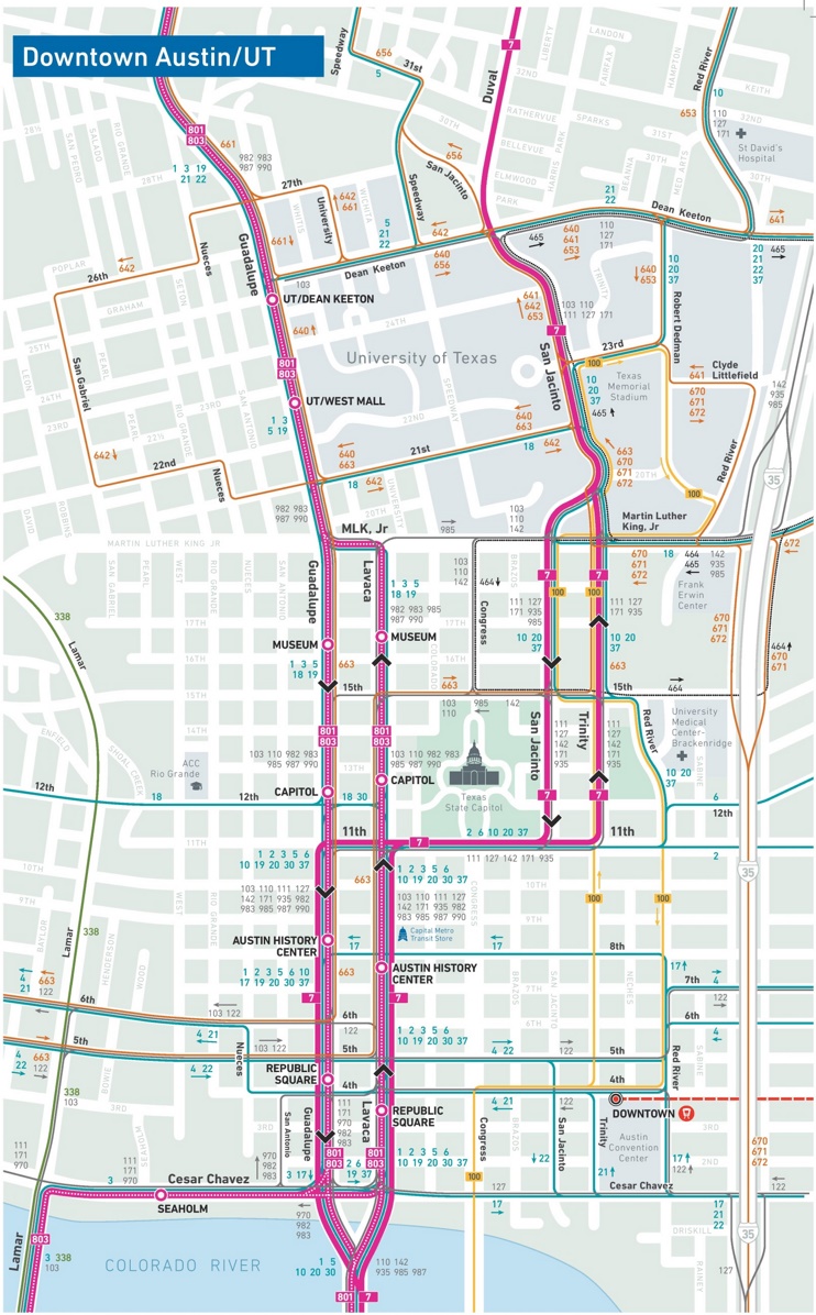 Austin downtown transport map