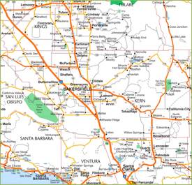 Bakersfield Area Road Map
