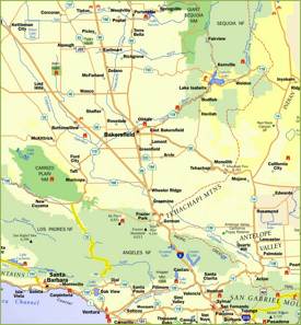 Bakersfield Area Tourist Map