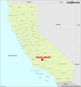 Bakersfield Location On The California Map