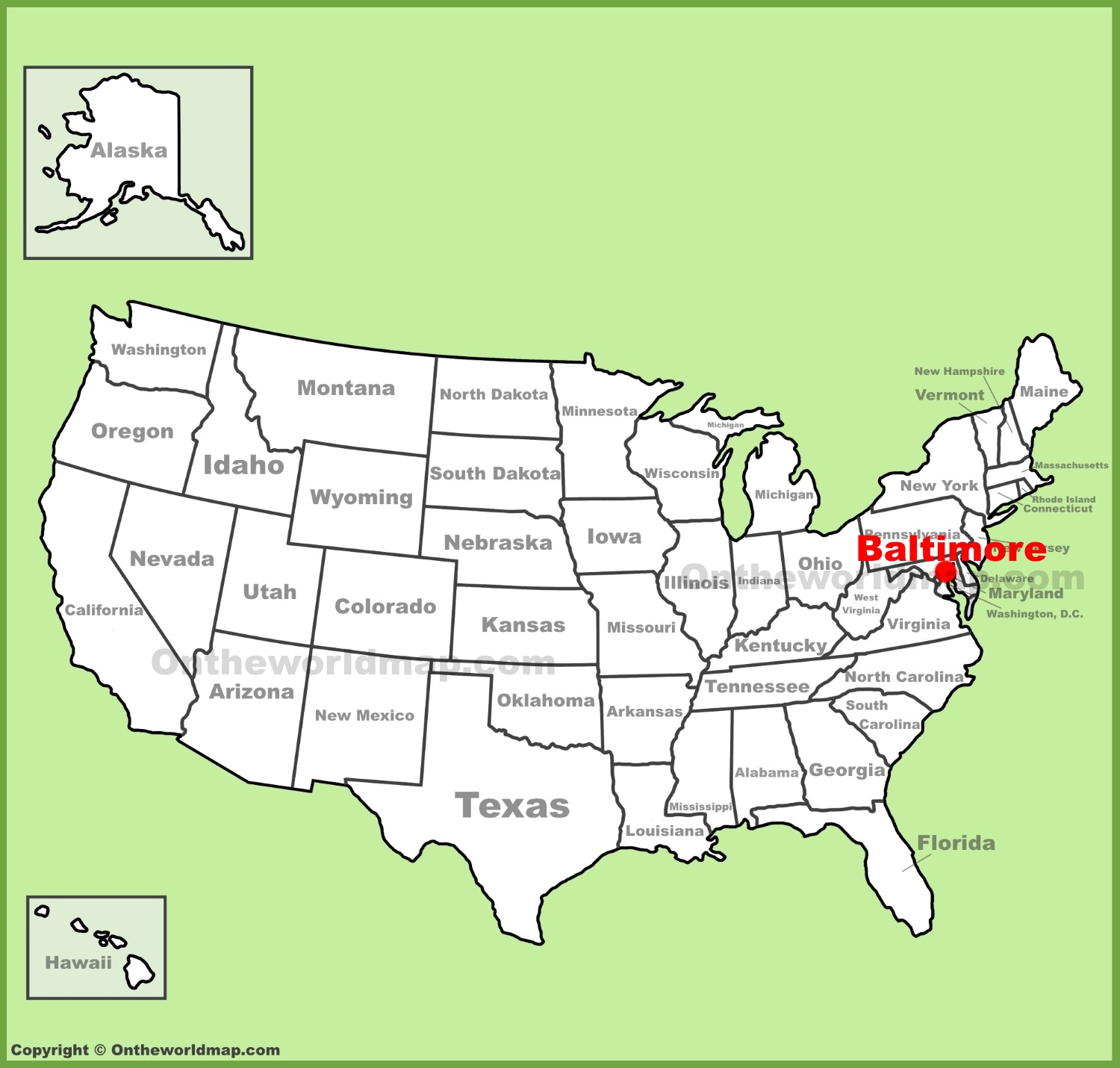 Baltimore Location On The U S Map Ontheworldmap Com