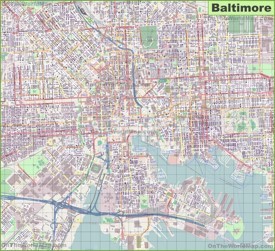 Large detailed map of Baltimore