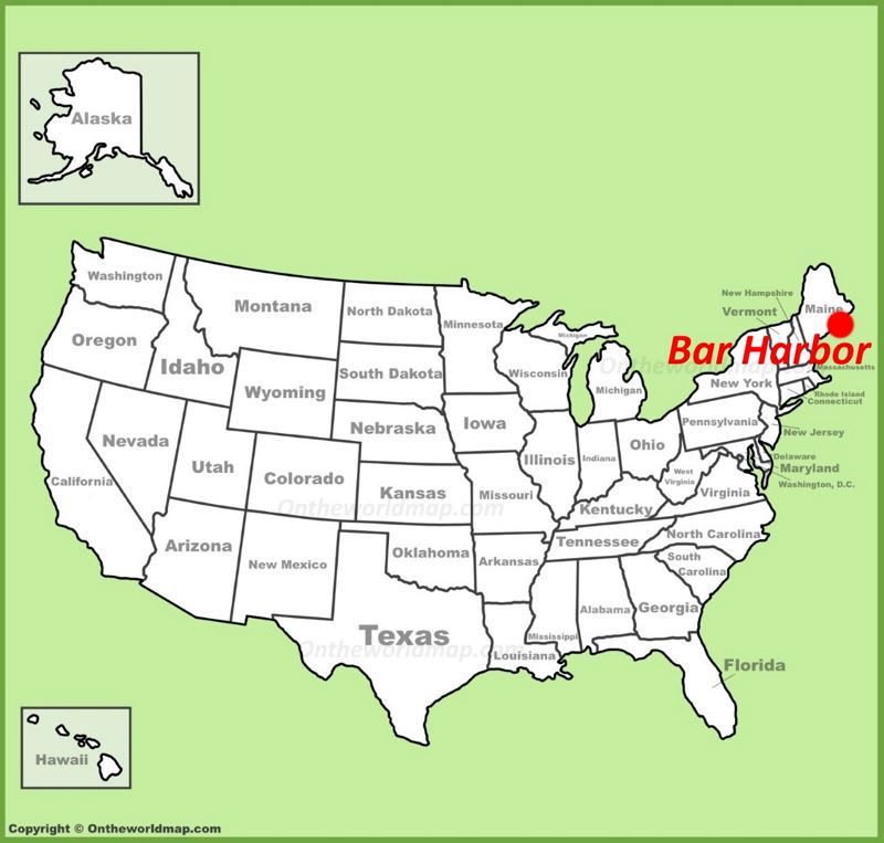 Bar Harbor location on the U.S. Map
