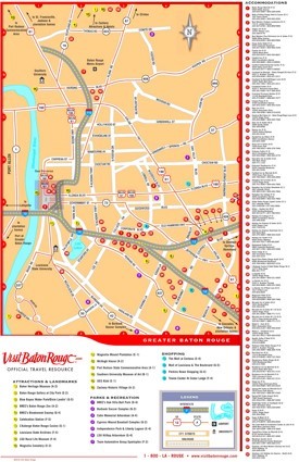 Baton Rouge hotels and sightseeings map