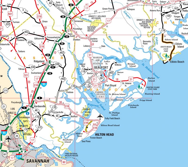 Beaufort Area Road Map Ontheworldmap