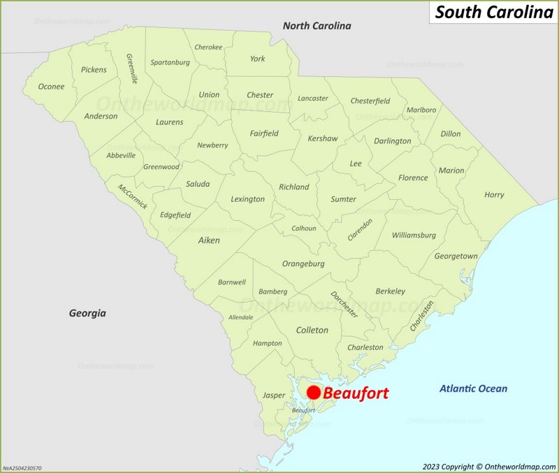 Beaufort Location On The South Carolina Map