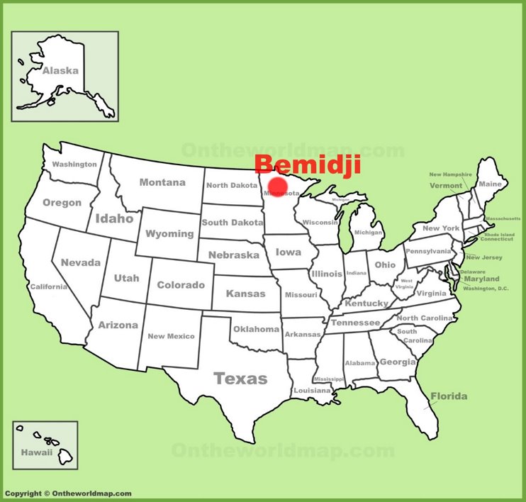 Bemidji location on the U.S. Map