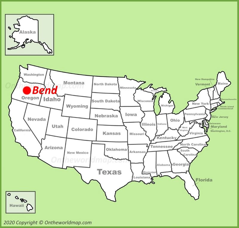 Bend location on the U.S. Map