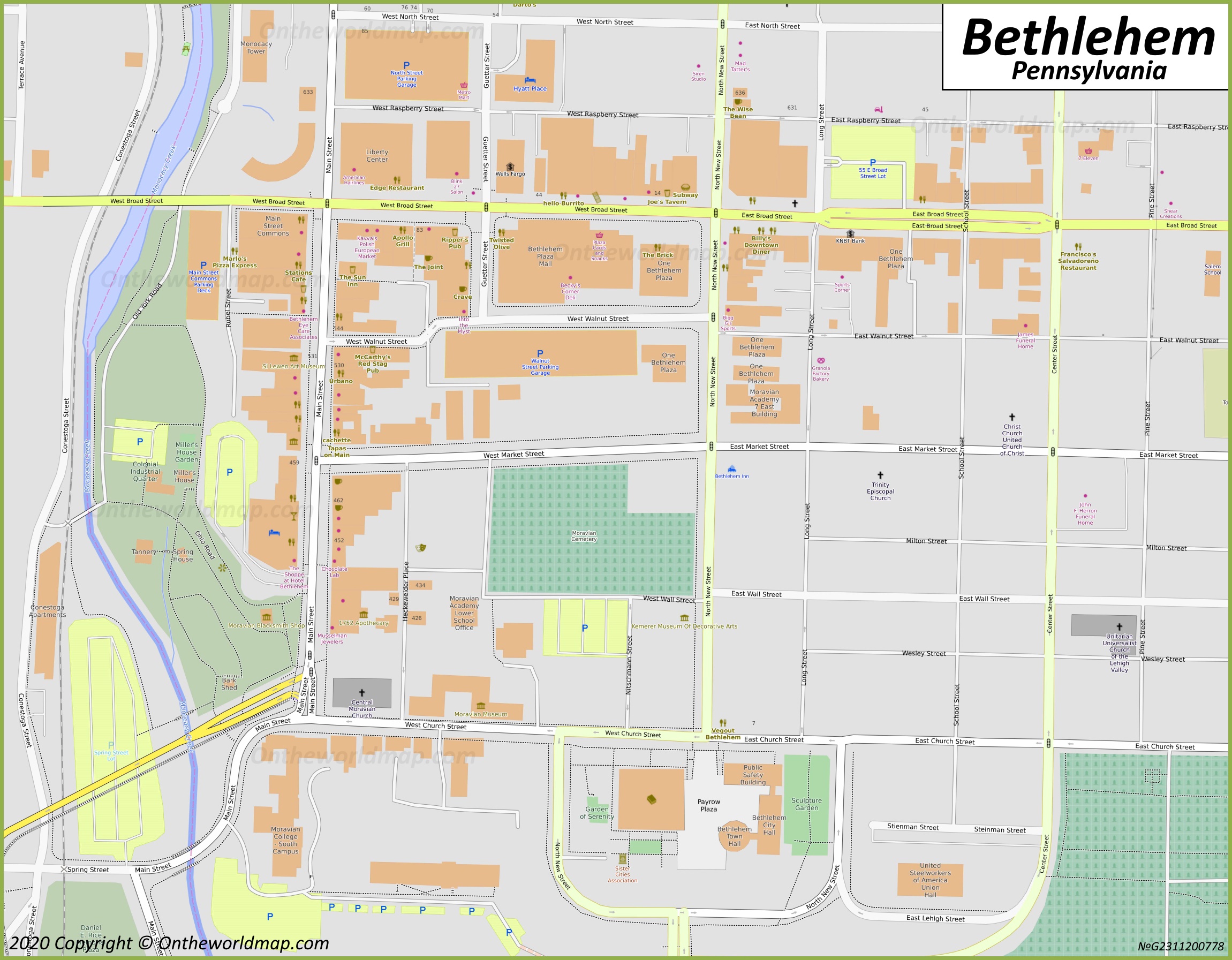 Bethlehem Downtown Map 