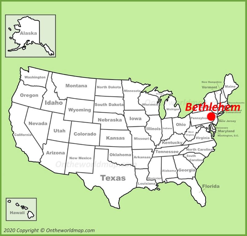 Bethlehem location on the U.S. Map