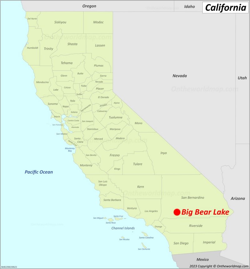 Big Bear Lake Location On The California Map