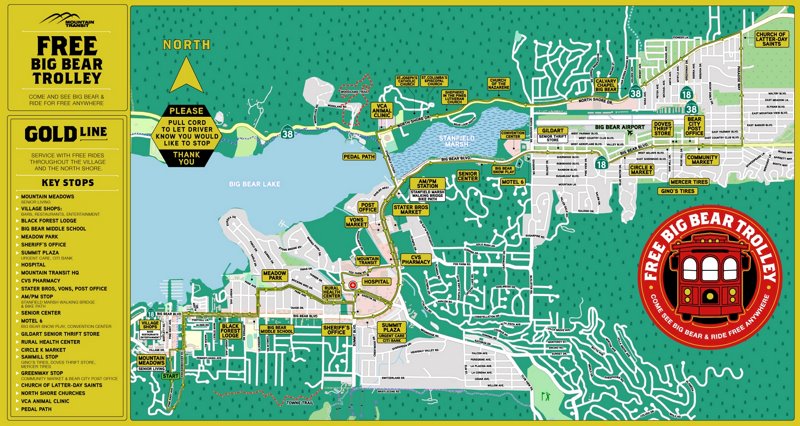 Big Bear Trolley Gold Line Map