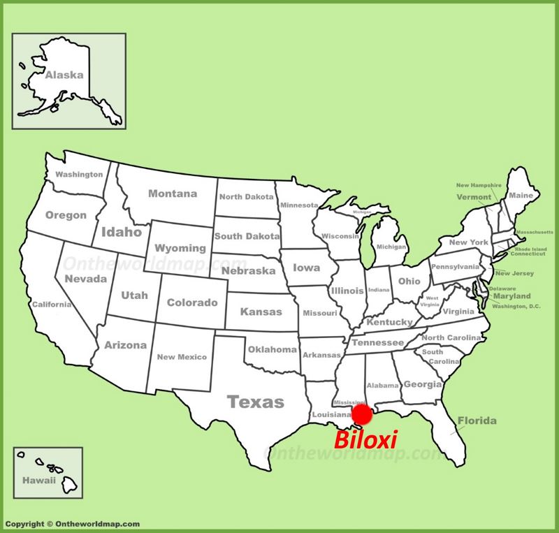 Biloxi location on the U.S. Map