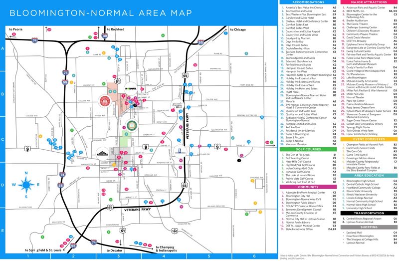 Bloomington Normal Tourist Map Max 