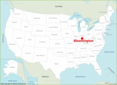 Bloomington Location on the USA Map
