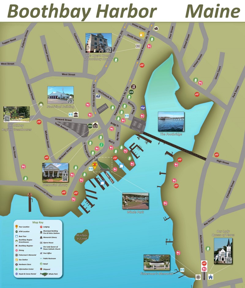 Boothbay Harbor Tourist Attractions Map