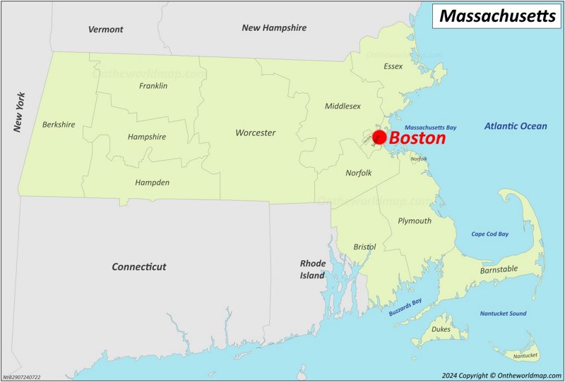 Boston Location On The Massachusetts Map