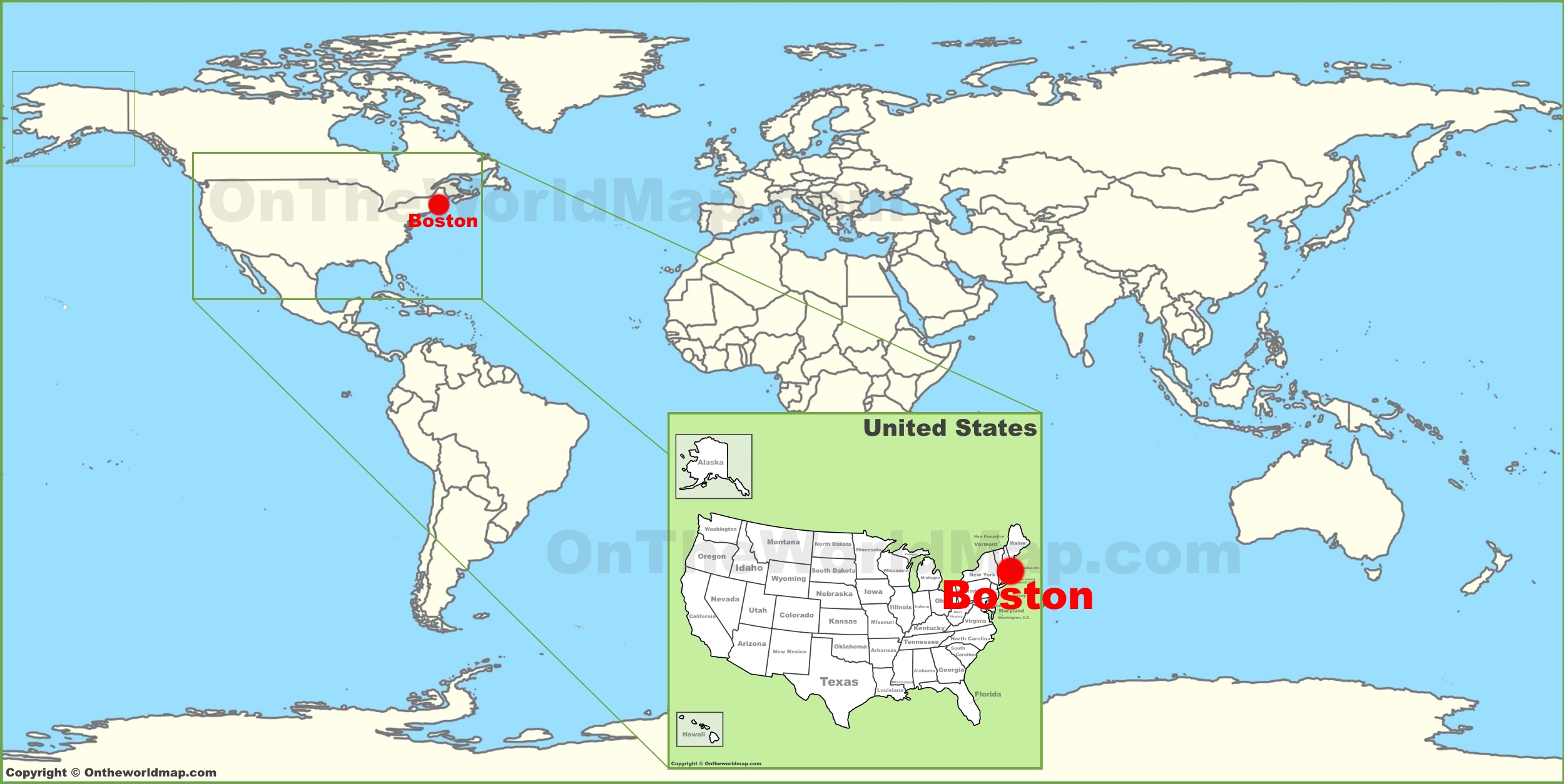 Boston On America Map Boston On The World Map