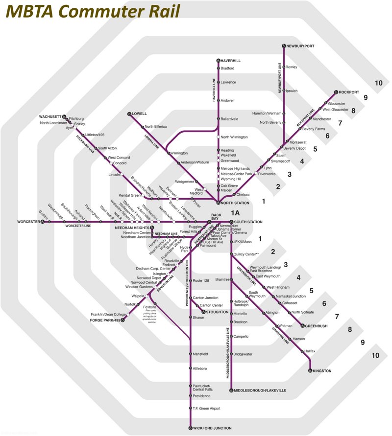 MBTA Commuter Rail Zones Map