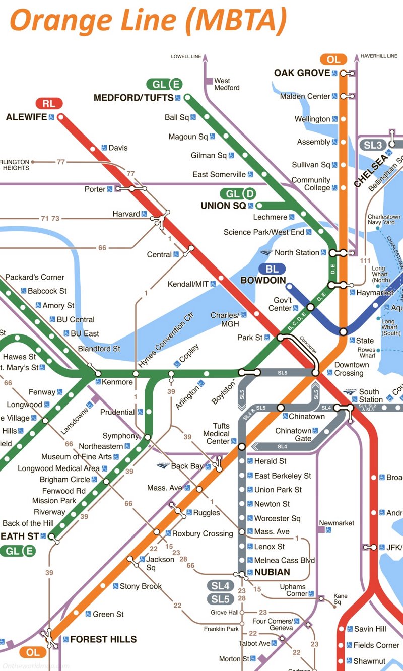 Boston T Orange Line Map