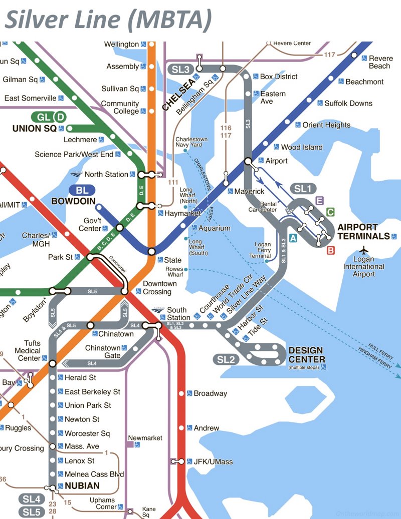 Boston T Silver Line Map