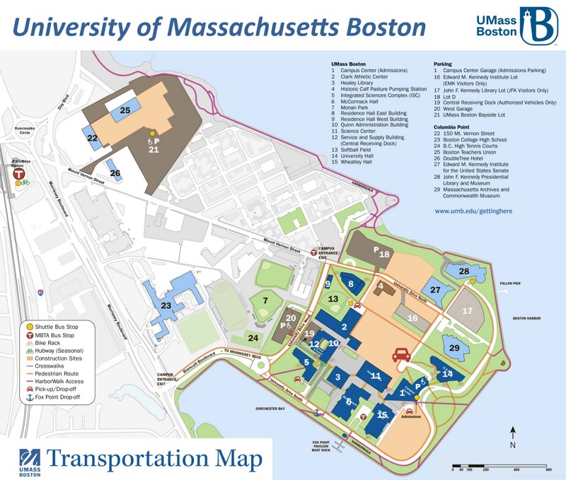 UMass Boston Campus Transportation Map