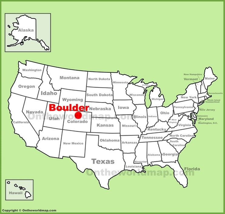 Boulder location on the U.S. Map