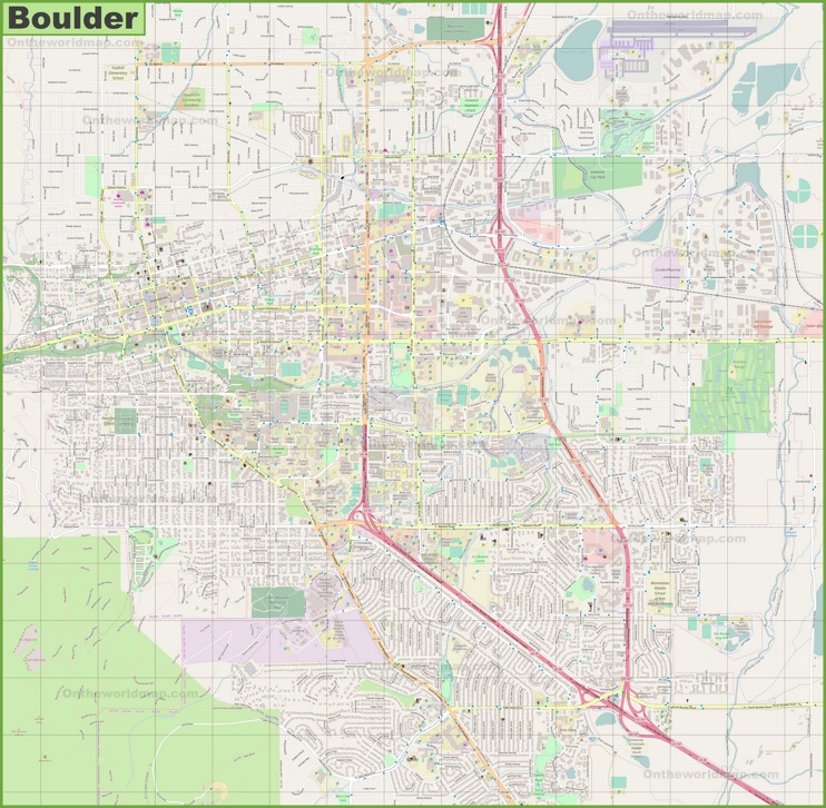Large detailed map of Boulder