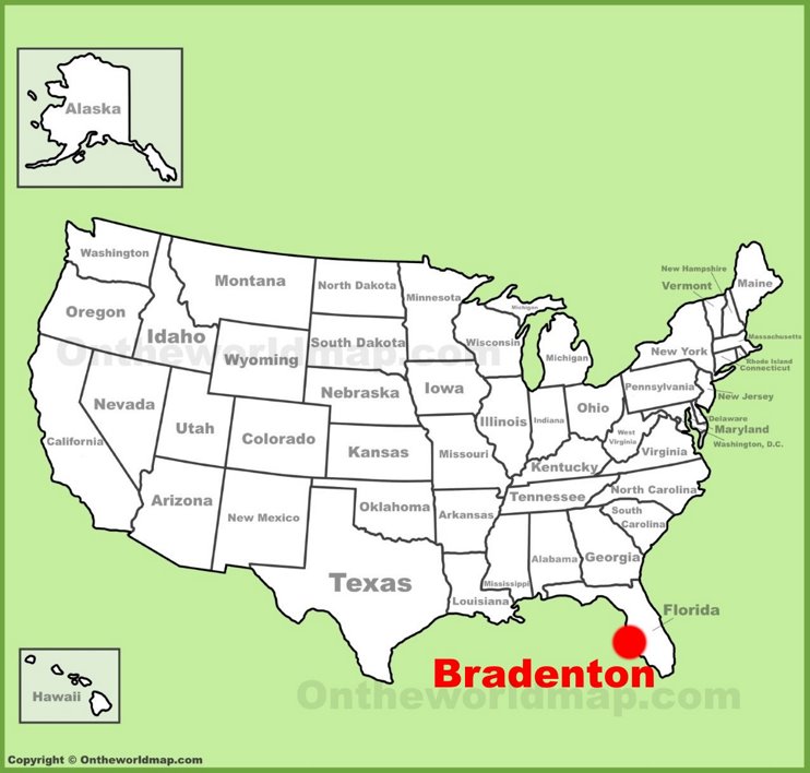 Bradenton location on the U.S. Map