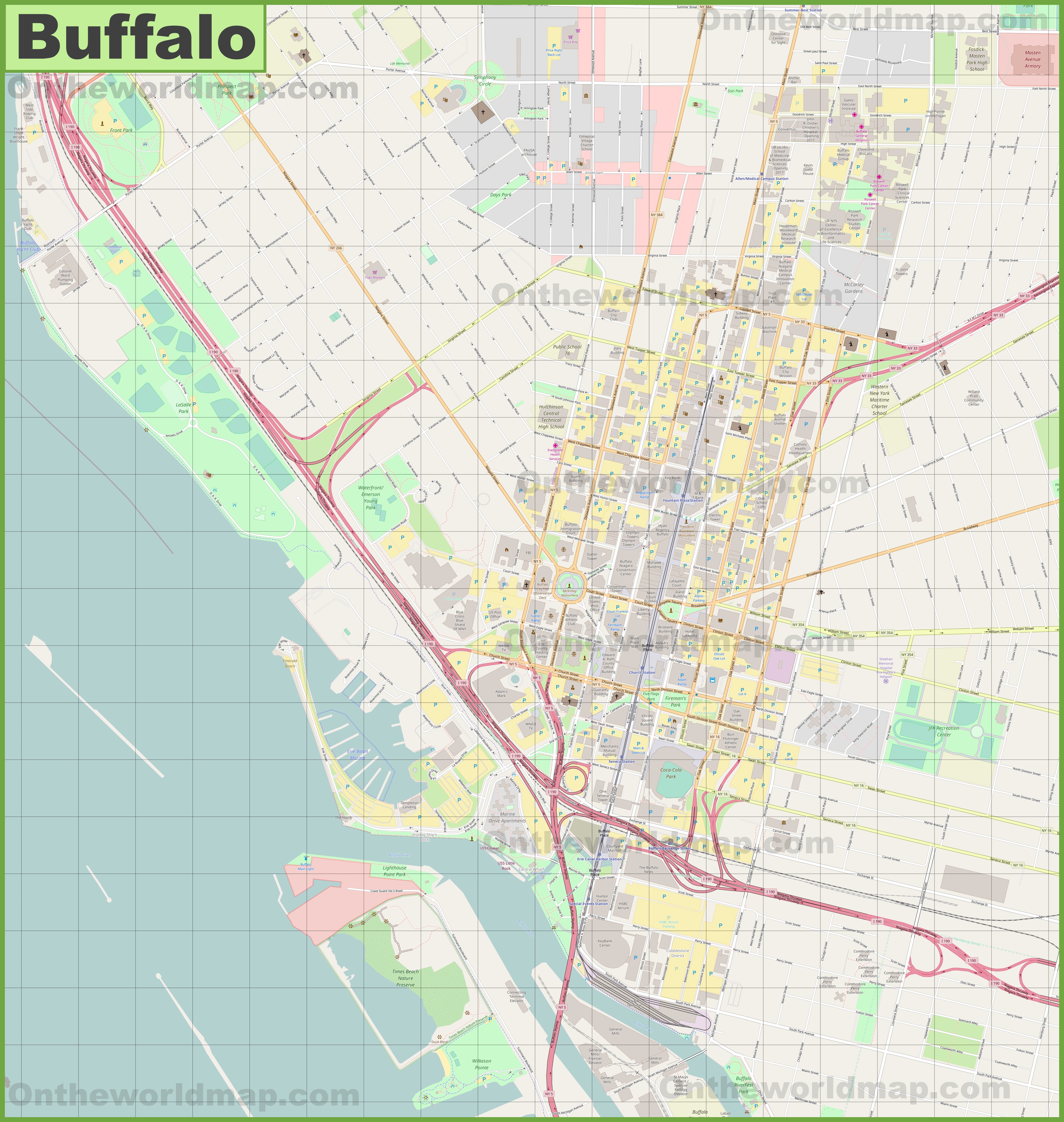 Street Map Of Buffalo Ny Buffalo Downtown Map