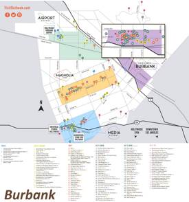 Burbank Hotels and Attractions Map