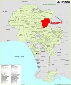 Burbank Location On The Los Angeles Map