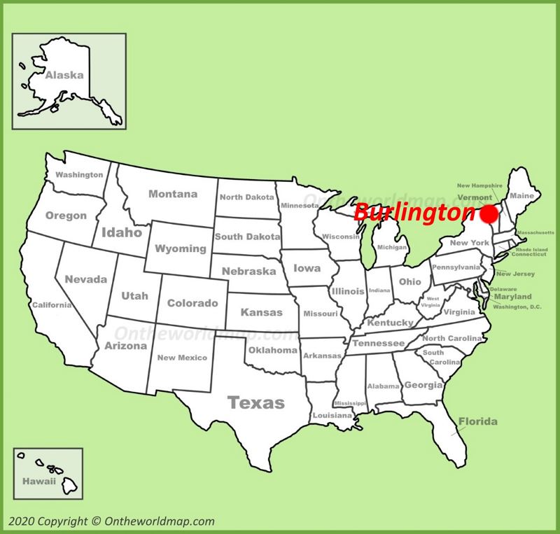 Burlington location on the U.S. Map