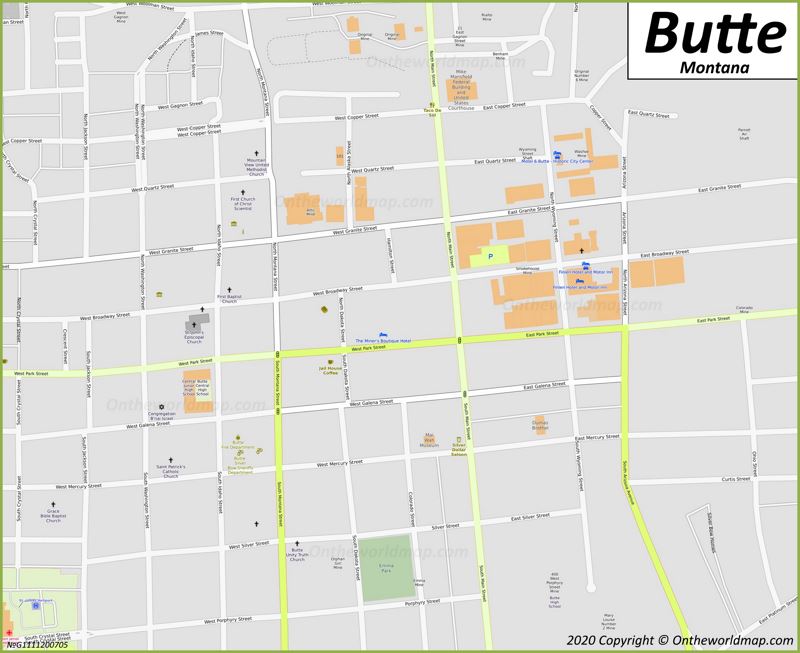 Butte Downtown Map
