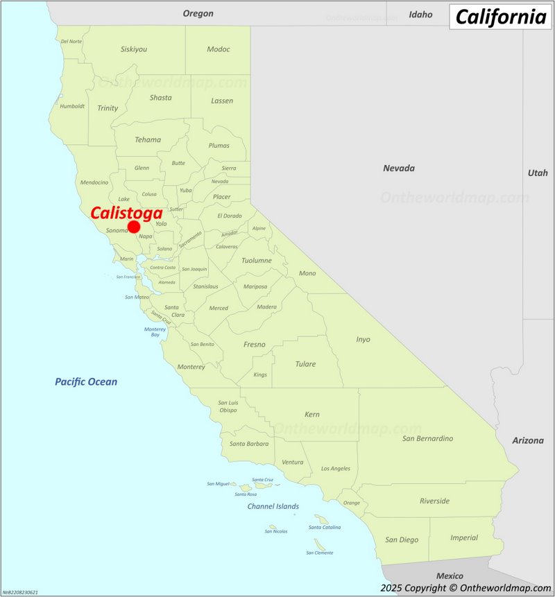 Calistoga Location On The California Map