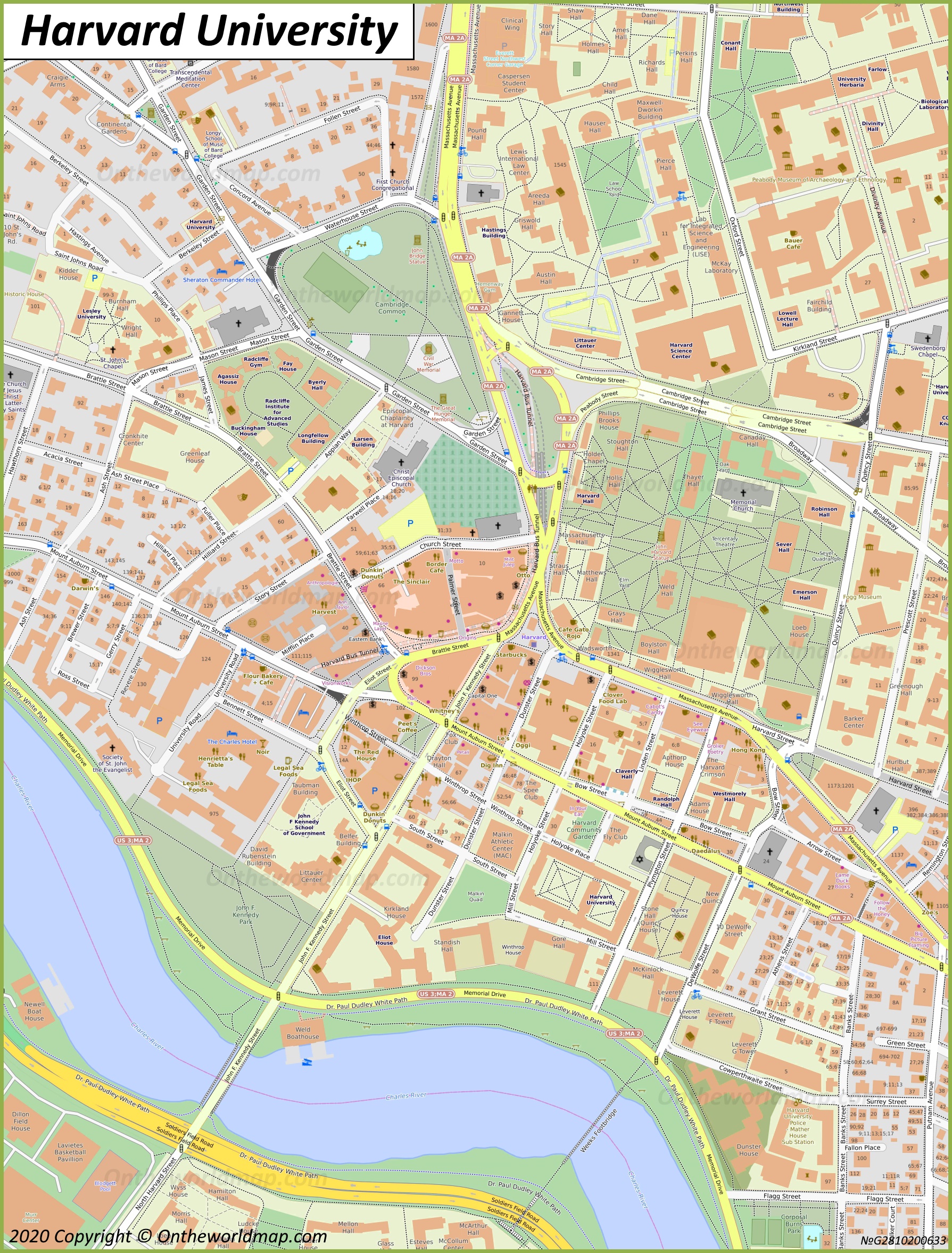 harvard college campus map