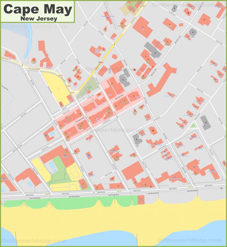 Cape May downtown map - Ontheworldmap.com