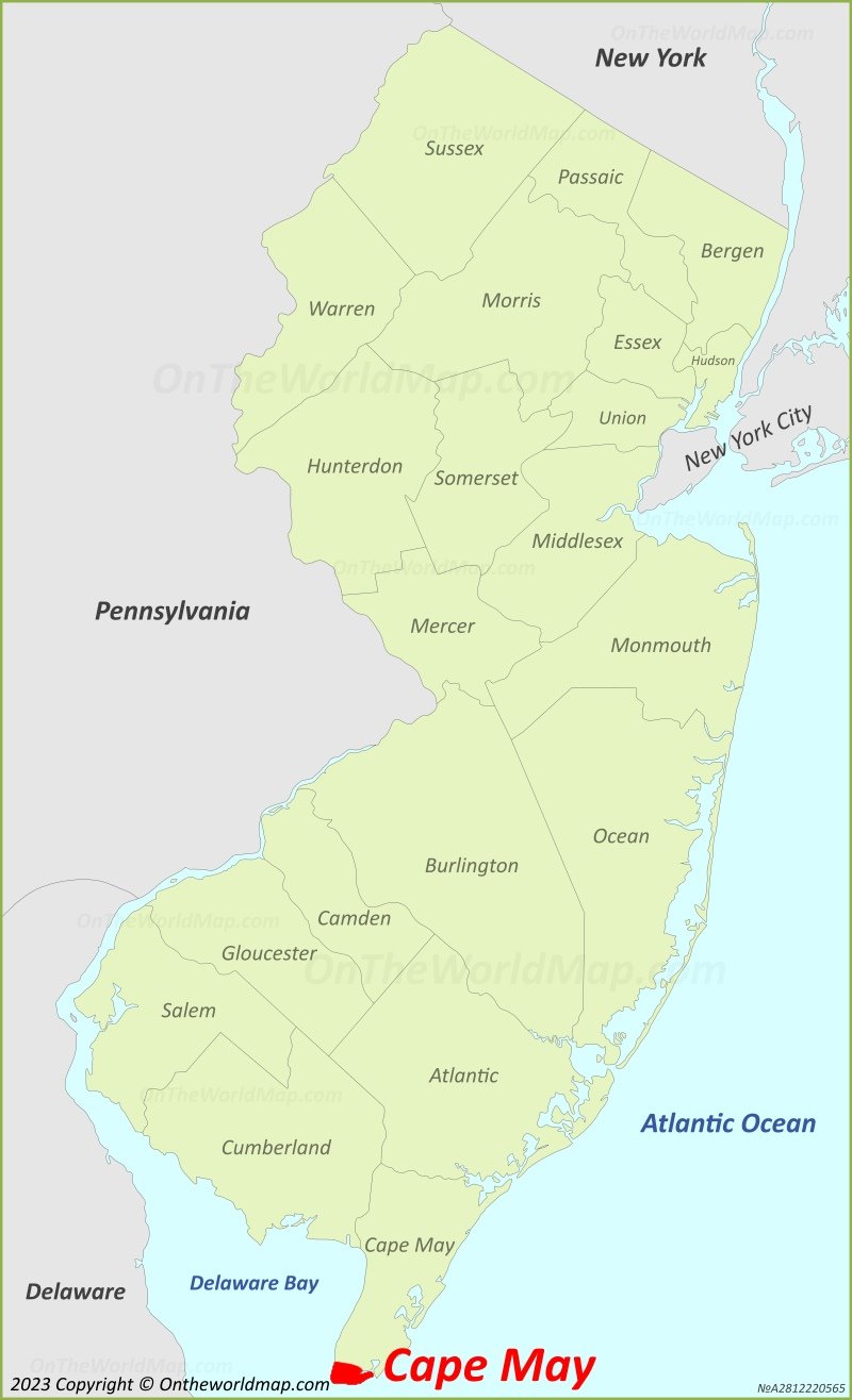 Cape May Location On The New Jersey Map