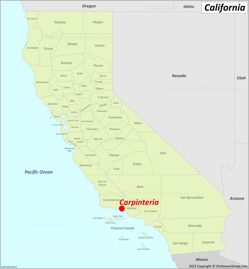 Carpinteria Location On The California Map