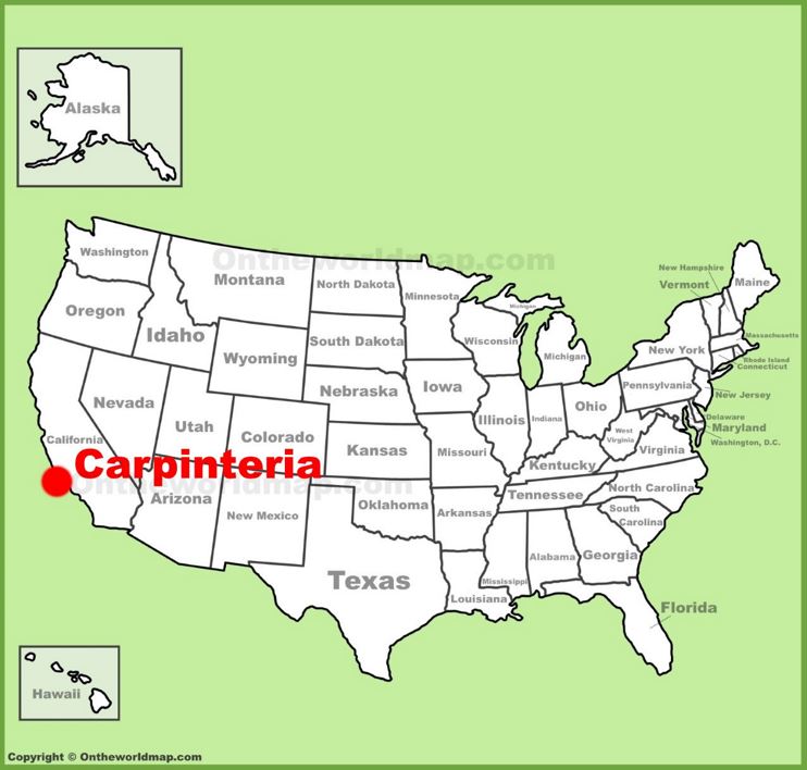 Carpinteria location on the U.S. Map