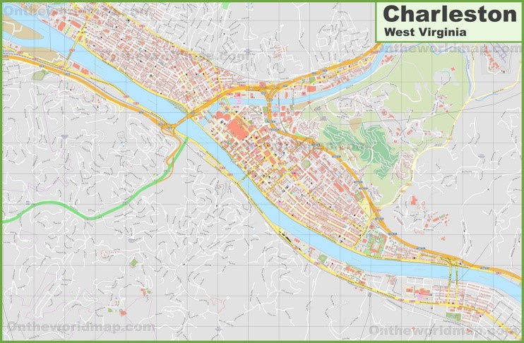 Large Detailed Map Of Charleston Wv Max 