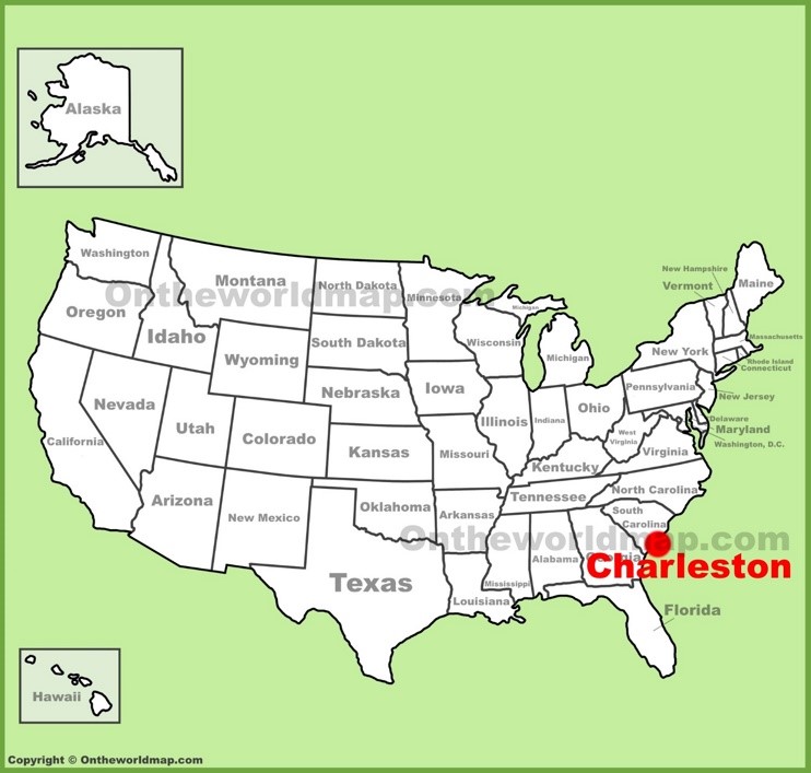 Charleston location on the U.S. Map