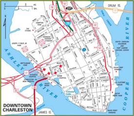 Downtown Charleston Road Map