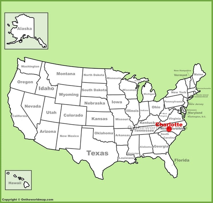 Charlotte location on the U.S. Map